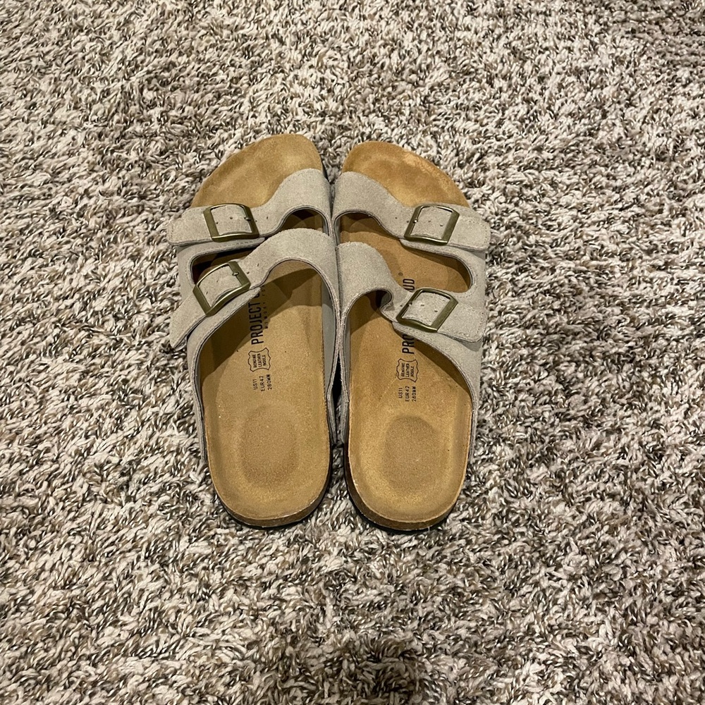 Similar to Birkenstock-Gray/Taupe Sandals